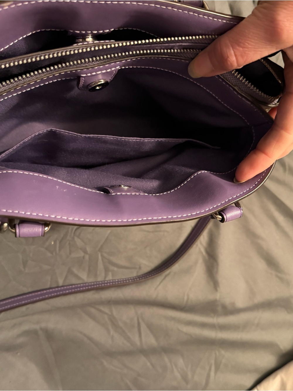 Coach Brown Signature Canvas Satchel with Lavender Trim - Picture 4 of 7